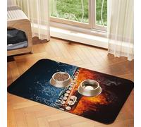 Saxophone In Fire and Water,Waterproof Pet Feeding Mat,PU Leather Placemats for Cat Dog Water Bowl,Food Mats,30x45cm