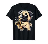 Saxophone Player Pug Saxophonist Jazz Music Dog Lover Camiseta