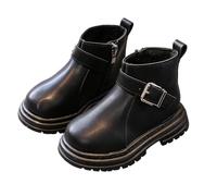 Saxrel Botas Chelsea de piel sintética para niñas, con cremallera lateral