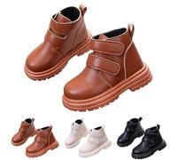 Saxrel Botines de piel sintética para niñas, zapatos escolares con doble