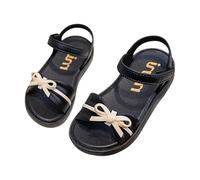 Saxrel Bow Accents - Sandalias de poliuretano con puntera abierta para niñas, suela antideslizante suave con gancho y bucle, zapatos de 3 a 8 años para verano, salidas diarias, uso casual, senderismo