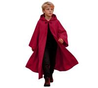 Saxrel Capa con capucha para niños y niñas, disfraz medieval con lazo frontal, disfraz medieval para Halloween, escuela, cosplay, escenario, fiestas de cumpleaños, rosso, 13-14 años