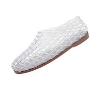 Saxrel Jelly Shoes - Zapatos planos de ballet de malla de PVC para mujer, puntera cerrada, malla hueca, suela plana, sandalias de gelatina para verano, playa, lluvia ligera, viajes, oficina