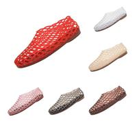 Saxrel Jelly Shoes - Zapatos planos de ballet de malla de PVC para mujer, puntera cerrada, malla hueca, suela plana, sandalias de gelatina para verano, playa, lluvia ligera, viajes, oficina