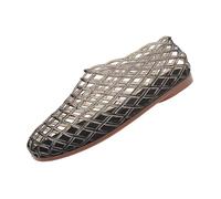 Saxrel Jelly Shoes - Zapatos planos de ballet de malla de PVC para mujer, puntera cerrada, malla hueca, suela plana, sandalias de gelatina para verano, playa, lluvia ligera, viajes, oficina