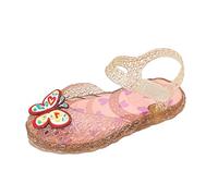Saxrel Sandalias de gelatina de poliuretano para niñas, puntera cerrada, gancho y bucle, hebilla de correa, bonitos acentos, zapatos de playa de princesa de 3 a 10 años, para vacaciones, viajes