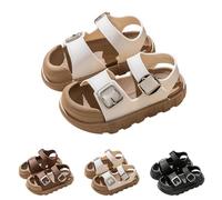 Saxrel Sandalias de PVC antiarañazos, doble hebilla, correa ajustable, huecas, antideslizantes, suela gruesa, zapatos de playa de 1 a 9 años, para verano, uso casual, juegos al aire libre, vacaciones