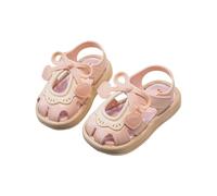 Saxrel Sandalias de PVC con puntera cerrada para niñas, con lazo, correa ajustable, suela antideslizante, zapatos para caminar de 1 a 4 años, para jugar al aire libre, verano, uso casual, jardín de
