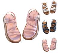 Saxrel Sandalias de PVC con tiras para niñas, hebilla ajustable, puntera abierta, suela antideslizante, zapatos de princesa de 1 a 9 años, para viajes de vacaciones, senderismo, escuela, verano, uso