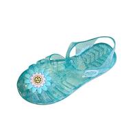 Saxrel Sandalias de PVC Jelly para niñas, sandalias romanas de playa con puntera cerrada, bonita correa con hebilla, suela suave, zapatos de princesa de 3 a 9 años para regalos de cumpleaños, viajes