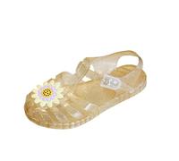 Saxrel Sandalias de PVC Jelly para niñas, sandalias romanas de playa con puntera cerrada, bonita correa con hebilla, suela suave, zapatos de princesa de 3 a 9 años para regalos de cumpleaños, viajes