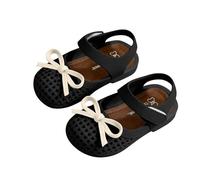 Saxrel Sandalias Mary Jane de PVC para niñas, malla transpirable, con lazo, correa ajustable, suela antideslizante, zapatos planos de 1 a 9 años, para jardín de infantes, playa, vacaciones, viajes, al