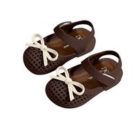 Saxrel Sandalias Mary Jane de PVC para niñas, malla transpirable, con lazo, correa ajustable, suela antideslizante, zapatos planos de 1 a 9 años, para jardín de infantes, playa, vacaciones, viajes, al
