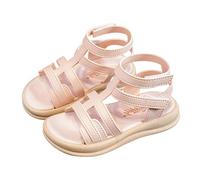 Saxrel Sandalias romanas de PVC para niñas, con correa de ajustable hasta el tobillo, suela suave, antideslizante, zapatos planos de playa de 3 a 8 años, para verano, uso casual, senderismo