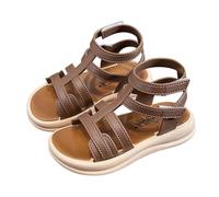 Saxrel Sandalias romanas de PVC para niñas, con correa de ajustable hasta el tobillo, suela suave, antideslizante, zapatos planos de playa de 3 a 8 años, para verano, uso casual, senderismo
