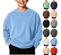 Saxrel Sudadera de pana de manga larga para niños, 1 azul., 13-14 años