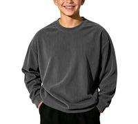 Saxrel Sudadera de pana de manga larga para niños, 1 gris oscuro, 13-14 años