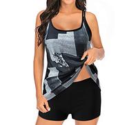 Saxrel Traje de baño para mujer con estampado floral de 2 piezas, traje de baño Takini con tirantes, pantalones cortos de cintura alta, trajes de baño, trajes de baño de verano, playa, traje de baño,