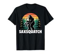 Saxsquatch Bigfoot Saxofón Puesta de Sol Camiseta