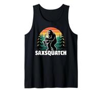 Saxsquatch Bigfoot Saxofón Puesta de Sol Camiseta sin Mangas