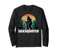 Saxsquatch Bigfoot Saxofón Puesta de Sol Manga Larga