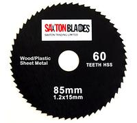 Saxton GPB8560T HSS - Hoja de sierra circular (85 mm x 60T, compatible con Worx sierra de Worx, Bosch Makita Ryobi)