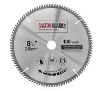 Saxton - Hoja de sierra circular para madera de corte fino TCT de 210 mm x 100 T x 25,4 mm, orificio para sierras Evolution Rage