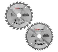 Saxton TCT Hoja de sierra circular de madera 136 mm x 20 mm (anillo de 16 mm), 24 y 48 dientes, compatible con Bosch Makita, etc. Paquete de 2