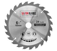 Saxton TCT - Hoja de sierra circular para madera, 165 mm x 20 mm (anillo de 16 mm) x 24 dientes, compatible con Bosch Makita etc