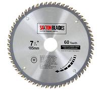 Saxton TCT - Hoja de sierra circular para madera (185 mm x 60T, compatible con sierras Evolution, incluye anillo de reducción de 25,4 mm)