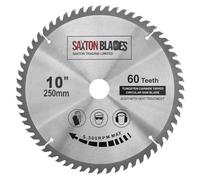 Saxton TCT - Hoja de sierra circular para madera (250 mm x 30 mm x 60 T, para Bosch, Makita, etc. Compatible con sierras de 255 mm)