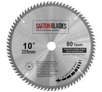Saxton TCT Hoja de sierra circular para madera, 255 mm x 80 dientes x 25,4 mm de diámetro de agujero, compatible con sierras Evolution Rage