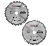 Saxton TCT - Juego de 2 hojas de sierra circulares para madera, 160 x 20 mm, para sierras Festool TS55 Bosch Makita Pack B, para sierras de 165 mm