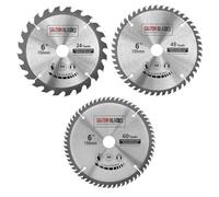 Saxton TCT - Juego de 3 hojas de sierra circular (150 x 20 mm, 24, 48 y 60 dientes + anillo de 16 mm y 10 mm, compatible con Ryobi, Bosch, Makita Dewalt, 3 unidades)
