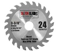 Saxton TCT8524T - Hoja de sierra circular para madera (85 mm x 24T, compatible con Worx sierra de Worx, Bosch, Makita Ryobi)