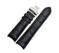 SAXTZDS Correa de reloj de cuero genuino con extremo curvo 22mm 23mm 24mm correa de reloj para hombre correa de reloj negra/marrón, 22mm