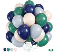 Saxuxu Globos verdes y azules, 50 globos azul marino polvorientos y verde, globo beige crema de doble relleno para safari de la selva, dinosaurio, bosque, golf, temática de cumpleaños, baby shower