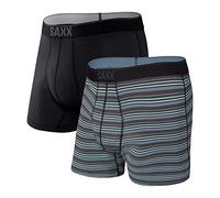 Saxx Men's Underwear Bóxer para Hombre - Calzoncillos Masculinos Quest Malla DE Secado RÁPIDO - Bóxers Livianos con Soporte Interno Pouch TM Integrado - Pack de 2,Sunrise Stripe/Negro II, S