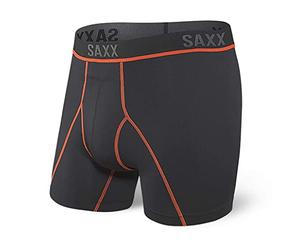 Saxx Men's Underwear Ropa Interior Deportiva para Hombre - Calzoncillos Bóxer Kinetic HD Ajustados con Soporte Interno Ballpark Pouch TM Integrado - Semicompresivo, Negro, S