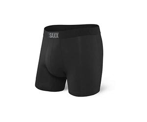 Saxx Men's Underwear Ropa Interior para Hombre - Calzoncillos Bóxer Vibe con Soporte Interno Ballpark Pouch TM Integrado - Ropa Interior Masculina, Negro, S