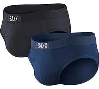 Saxx Men's Underwear Ropa Interior para Hombre - Calzoncillos Slip Ultra SUAVIDAD Extrema - Calzoncillos Masculinos con Soporte Interno Pouch TM Integrado - Paquete de 2, Negro/Azul Marino, S