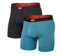 SAXX Underwear Co. Calzoncillos tipo bóxer de malla para hombre, con bolsa, multideporte, 2 unidades, Azul hidro/negro desteñido, Medium