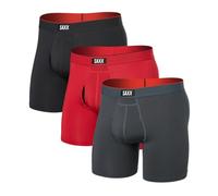 SAXX Underwear Co. Calzoncillos tipo bóxer de malla para hombre, con bolsa, multideporte, 3 unidades, Rojo atardecer/Trblnce/Fd Blk, Large
