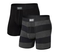 SAXX Underwear Co. Calzoncillos tipo bóxer para hombre con bolsa, súper suave, 2 unidades, Graphite Ombre Rugby/Blk, Medium