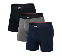 SAXX Underwear Co. Calzoncillos tipo bóxer Vibe Xtra para hombre con bolsa, 3 unidades, Negro/Gris oscuro Hthr/Azul marino, XXL