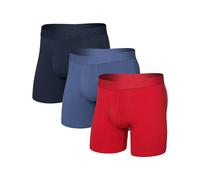 Saxx Underwear - Ropa de senderismo - DropTemp Cooling Cotton BB Fly 3pk Red/Indigo/Dark Ink - Talla S - Azul Azul S