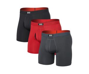 Saxx Underwear - Ropa de senderismo - Multi-Sport Mesh BB 3pk Sunset Red/Trblnce/FD Blk de Lana - Talla XS - Rojo Rojo XS