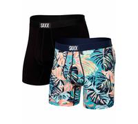 Saxx Underwear - Ropa interior - Ultra Super Soft Boxer Brief Fly 2Pk Mr. Phil O. Dendren / Black de Lana - Talla M - Negro Negro M