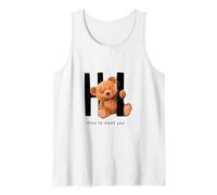 Say Hi Nice to Meet You, Lovely Teddy Bear Graphic Designs Camiseta sin Mangas