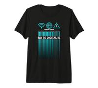 Say No To Digital ID - Freedom & Conservative Barcode Cyan Camiseta Premium